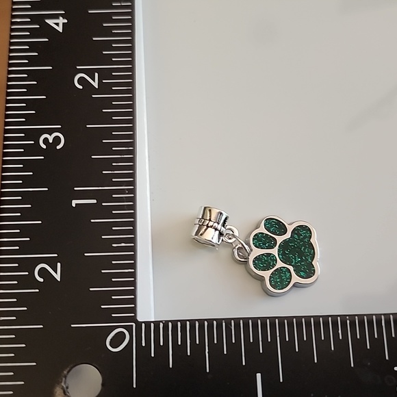 Sparkle Paw Print BRACELET Charm Compatable With Pandora European - Picture 2 of 3